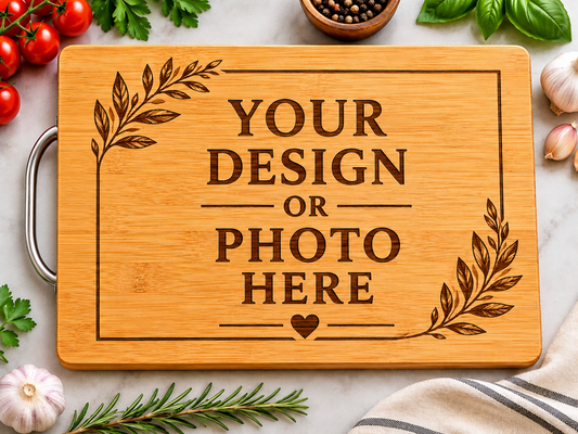 Custom Laser Engraved Bamboo Cutting Board – 10.25" x 14"